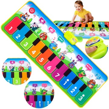 MATA MUZYCZNA DO TAŃCZENIA INTERAKTYWNA 130 cm PIANINKO NAGRYWA DLA DZIECI