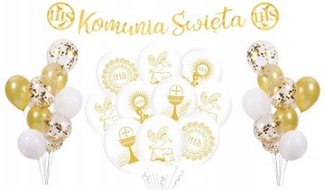 Zestaw Balonów I Komunia Święta, Dekoracje komunijne, balony komunijne