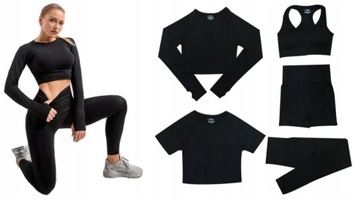 KOMPLET LEGGINSY TOP BLUZKA NA SIŁOWNIE PUSH UP