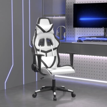 Массажное игровое кресло, белое и черное, искусственная кожа