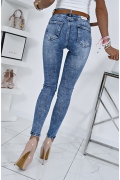 DOPASOWANE JEANSY PUSH UP Z PASKIEM COLETTE! XL