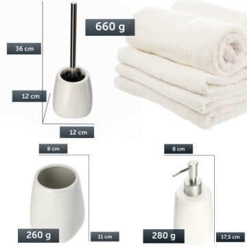 BATHROOM SET Набор для ванной комнаты дозатор для мыла щетка кружка белый 3 в 1