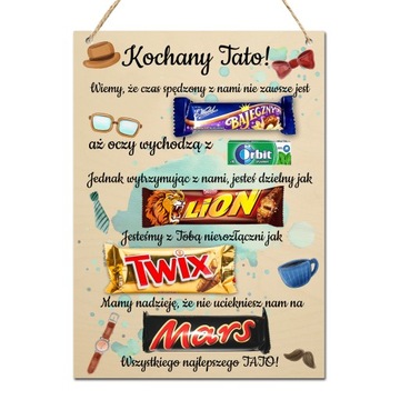 TABLICZKA na słodycze DZIEŃ OJCA TATY NADRUK KOLOR