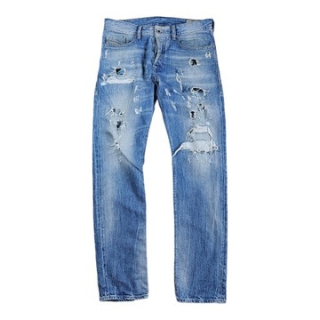 Spodnie Jeansowe DIESEL BUSTER Slim Dżins z Dziurami Designerskie 31x32