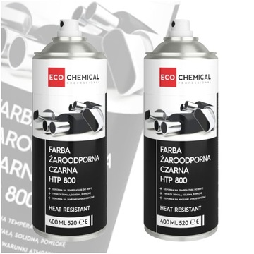 FARBA ŻAROODPORNA HTP 800 DO KOMINKÓW GRILI TŁUMIKÓW 400 ml ZESTAW 2 SZT
