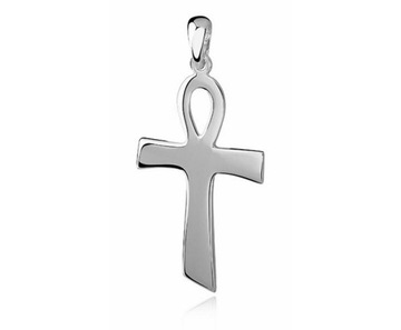 DUŻY GŁADKI EGIPSKI KRZYŻ MĘSKI KRZYŻYK ANKH SREBR