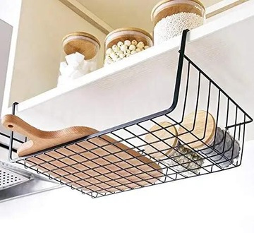 ПОДВЕСНАЯ КОРЗИНА ПОД ПОЛКУ СТОЛА МЕТАЛЛИЧЕСКИЙ ОРГАНАЙЗЕР КОНТЕЙНЕР ЧЕРНЫЙ 30СМ