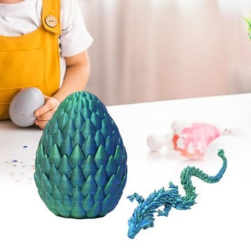 Реалистичная настольная фигурка дракона, напечатанная на 3D-принтере. Синий и зеленый цвета.