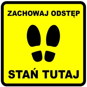 Naklejka na podłogę STAŃ TUTAJ 30cm Certyfikat DIN