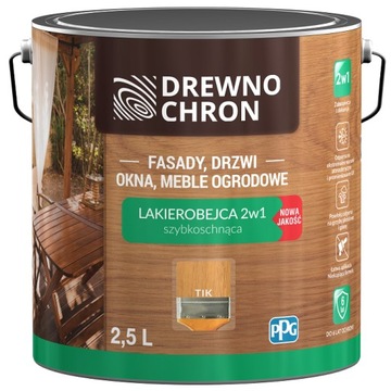Drewnochron Lakierobejca do drewna 2w1 satyna tik 2,5l