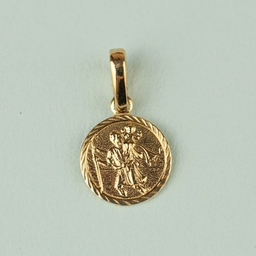 ZŁOTY MEDALIK ŚWIĘTY KRZYSZTOF PRÓBA 585 + GRAWER