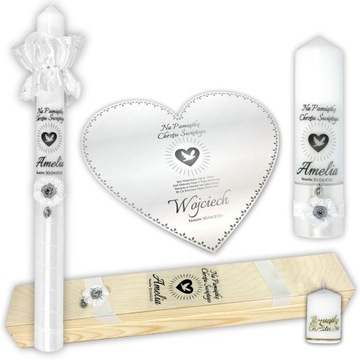 СВЕЧИ И КРЕЩЕННАЯ ОДЕЖДА, НАСТОЛЬНАЯ КОРОБКА + ПОДАРОК