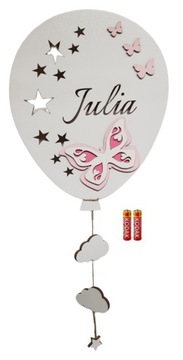 LAMPKA BALON z imieniem MOTYLKI kolory do wyboru nocna LED NA BATERIE