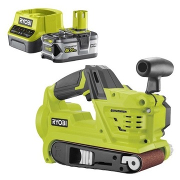 Szlifierka taśmowa RYOBI R18BS-0 + Aku +Ładowarka