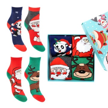 DZIECIĘCE SKARPETY ŚWIĄTECZNE PREZENT 4 PARY
