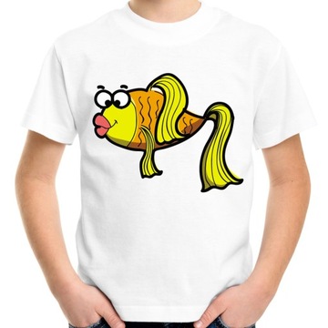 Koszulka dziecięca ze złotą rybką rybą t-shirt złota rybka dziecięca 140