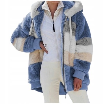 CIEPŁA BLUZA KURTKA FUTRZAK Z KAPTUREM POLAR,5XL