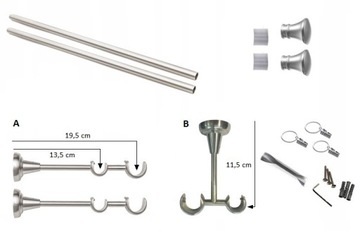 Двойной потолочный карниз МЕТАЛЛ лофт, белый, черный, 25мм Премиум, 360 см