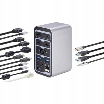 USB C HUB ADAPTER Док-станция RJ45 HDMI-адаптер для 4 мониторов.