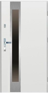 Drzwi wejściowe zewnętrzne 55 mm LI-03 BIAŁE ral 9010 INOX 90 PRAWE