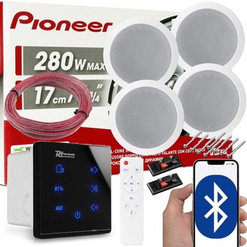 PIONEER 4 GŁOŚNIKI SUFITOWE WZMACNIACZ BLUETOOTH