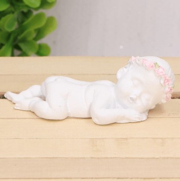 Aniołek z wianuszkiem leżący biel 6cm