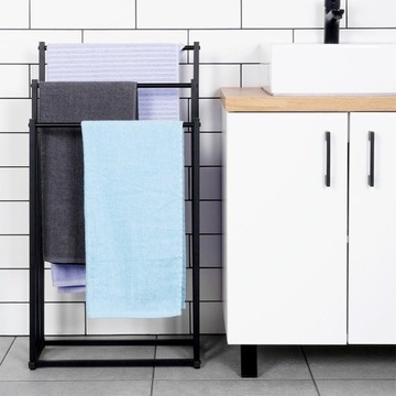 Wieszak na ręczniki stojący metalowy czarny
