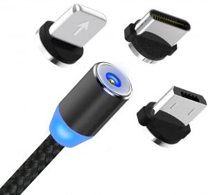 KABEL MAGNETYCZNY USB 3 W 1 MICRO, TYP-C, LIGHTING