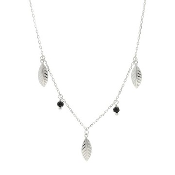 Naszyjnik z onyksami trzy listki choker
