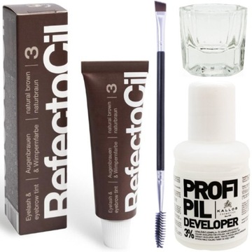 ZESTAW DO HENNY 1x RefectoCil henna 3.0 oxydant pędzelek spiralka kieliszek