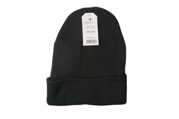 Czapka czarna zimowa męska beanie klasyczna Moraj