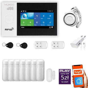 Alarm bezprzewodowy GSM + WiFi z aplikacją TUYA , zestaw , HUXGO HXA007