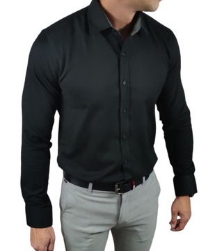 Koszula casualowa slim fit klasyczna oxford czarn