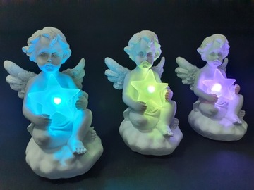 АНГЕЛ со звездой Многоцветный ВСТАВКА Могильная свеча Led