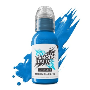 Farba do tatuażu World Famous Medium Blue nr 2 v2, 30 ml