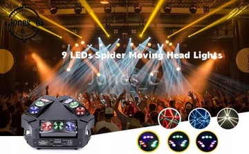 9 светодиодных головок x RGB сценическое освещение мощностью 10 Вт