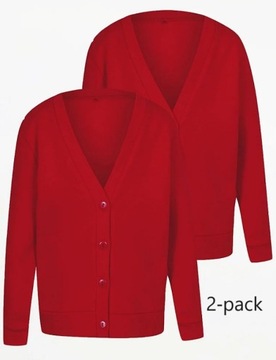 Bluza 2-pack GEORGE sweterek 122/128 czerwona guziki