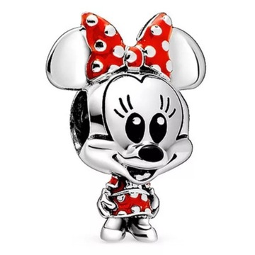 Charms Myszka Minnie z sukienką i kokardą w grochy