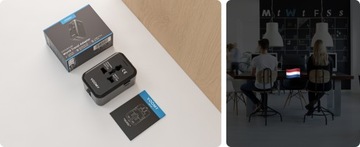 Адаптер VOOMY с английской вилкой, 1x USB-C и 1x USB-A, черный