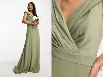 TFNC Bridesmaids Dopasowana sukienka maxi z dekoltem bardot M