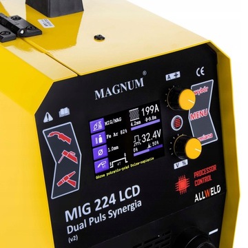 MIGOMAT MAGNUM MIG 224 СВАРОЧНЫЙ АППАРАТ С ЖК-дисплеем PULS SYNERGY MMA TIG 200A 230V ALU 3IN1