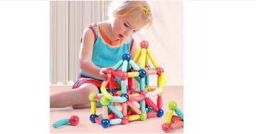 МАГНИТНЫЕ КРУГКИ ДЛЯ ДЕТЕЙ МАГНИТНЫЕ ПАЛОЧКИ 58 шт.