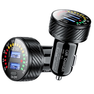 2 автомобильных зарядных устройства USB с быстрой зарядкой — 36 Вт и вольтметр