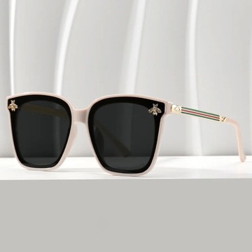 Nowe modne damskie okulary przeciwsłoneczne Oversize Square Bee damskie męs