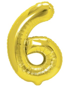 BALON FOLIOWY Cyfra 6 na Hel Urodziny 100cm ZŁOTY