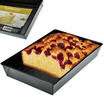 TRADYCYJNA BLACHA 39,5x23,8x6CM CZARNA FORMA DO PIECZENIA POWŁOKA NON STICK