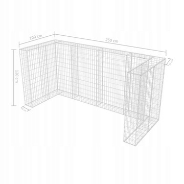 vidaXL Габионная крышка на 3 мусорных бака сталь 250x100x120 см
