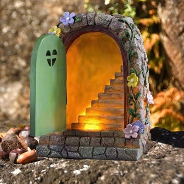 Большая сказочная дверь Pixie Stone со светодиодной подсветкой на солнечных батареях