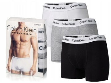 CALVIN KLEIN BOKSERKI 3-PACK CZARNE Z BIAŁĄ GUMĄ ROZ. S