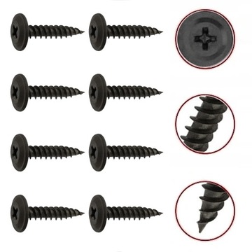 KOMPLET 8 WKRĘTÓW DO MONTAŻU RAMKI TABLICY REJESTRACYJNEJ SAMOGWINTUJĄCE